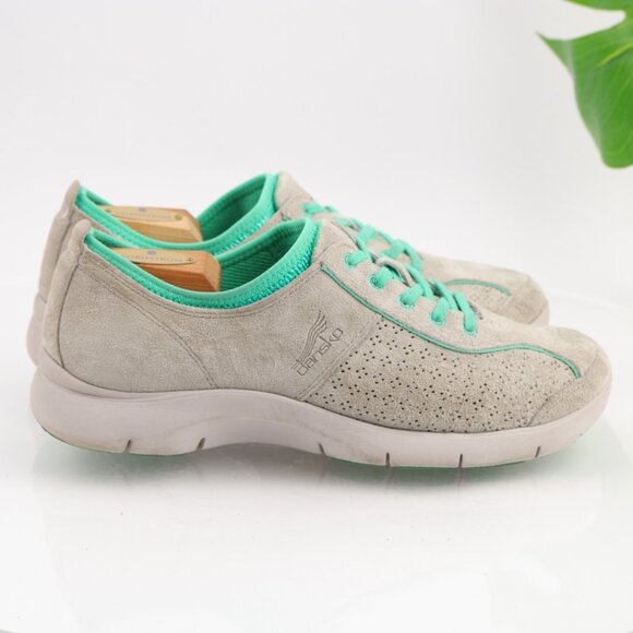 Dansko Womens Elise Sneaker Size 40 9 Gray Suede Green Comfy Walking Shoe LaceUp - Picture 5 of 12